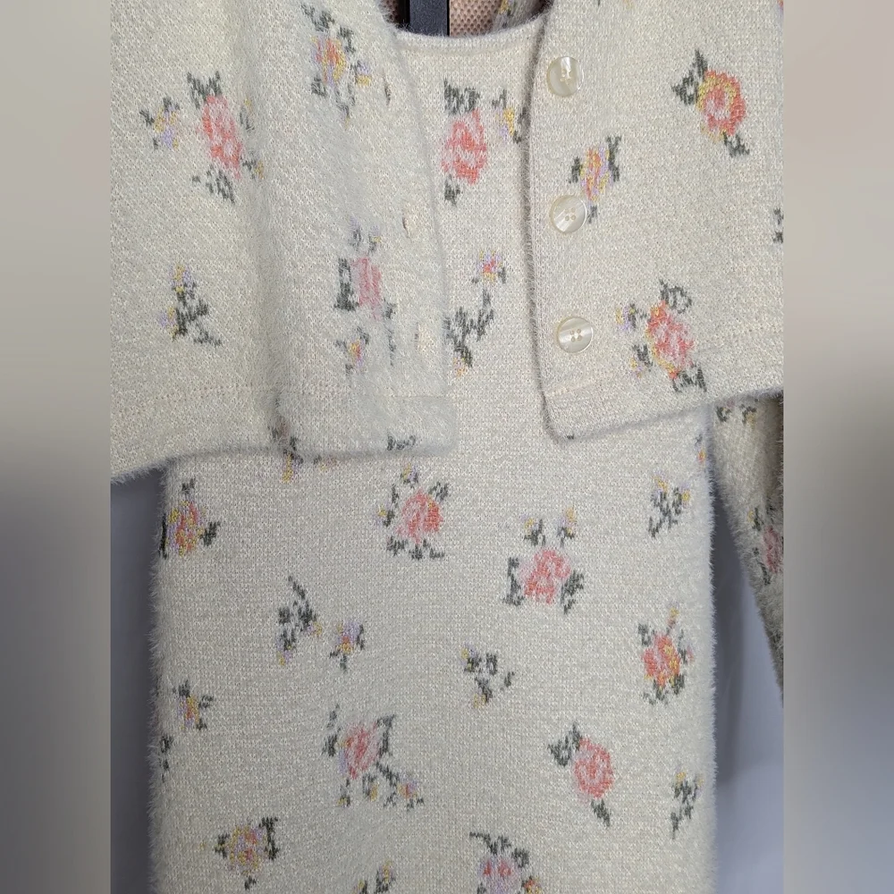 Daily Practice by Anthropologie Floral Printed Sweater Dress Set Size Large - Picture 3 of 10